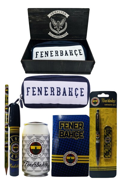 Fenerbahçe Original Licensed White Box Pencil Sharpener Wooden Boxed 6-Piece Stationery Set