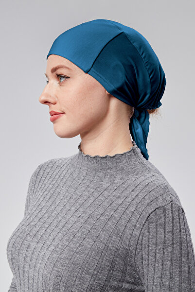 Sonbaharmoda Women's Hijab Lycra Combed Cotton Seamless Non-Slip Plain Laced Bonnet