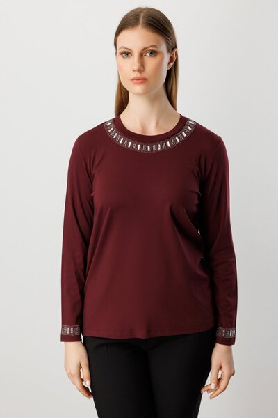 ON Taş Detaylı Büyük Beden Bluz