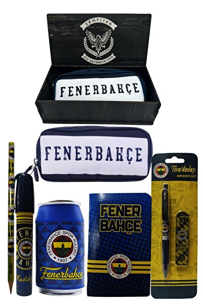 Fenerbahçe Original Licensed Navy Blue Box Pencil Sharpener Wooden Boxed 6-Piece Stationery Set