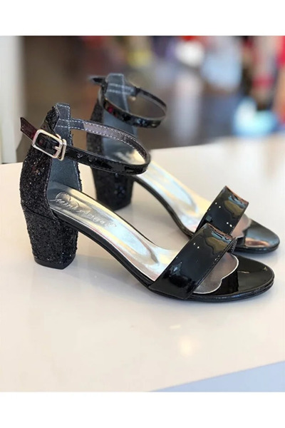 Mini Angel K.058 Single Strap Heeled Shoes-Black - 31