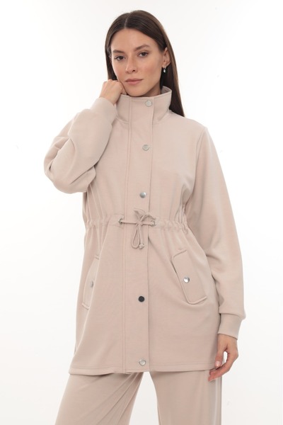 zitex Modal Fabric Tracksuit Set with Drawstring Waist, Zipper and Snap Fasteners