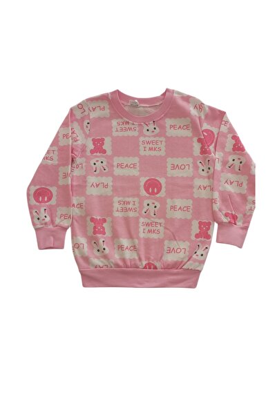 Arya Nisa Kids Girls' Rabbit Printed 100% Cotton Fleece-Lined Pink Pajama Set