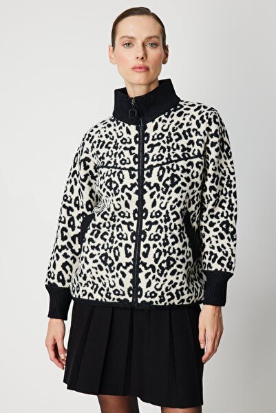 ON Mock Neck Leopard Print Cardigan
