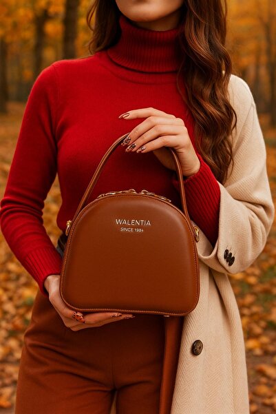 VELVET RUSH Kadın Zarif El ve Omuz Çantası Taba