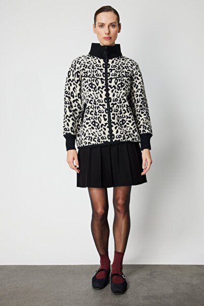 ON Mock Neck Leopard Print Cardigan