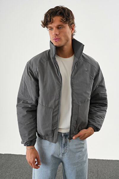 No Way معطف بومبر رجالي بقصة عادية مع جيبين وتطريز