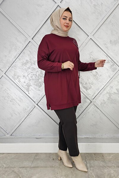 PYS KADIN ÇİÇEKLİ NERVÜR DİKİM DETAYLI TESETTÜR TUNİK