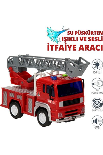 CToys سيارة إطفاء لعبة مع أضواء وصوت وقاذف ماء بمقياس 1:16