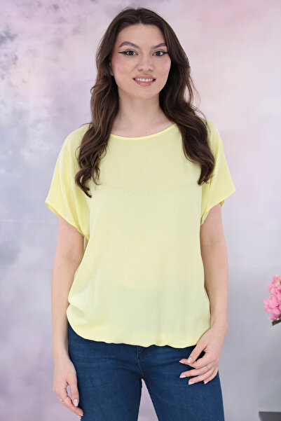 Vanessa Line RO Bluza din vascoza galbena cu elastic la tiv