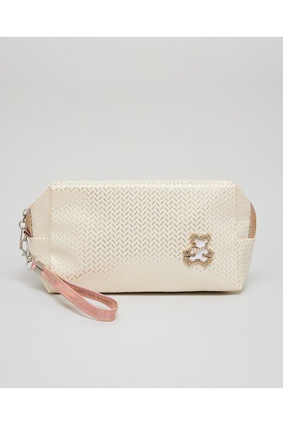 R&B Beige Women's Patterned Cosmetic Pouch