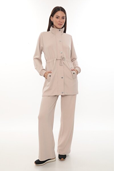 zitex Modal Fabric Tracksuit Set with Drawstring Waist, Zipper and Snap Fasteners