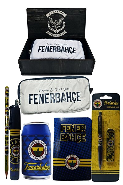 Fenerbahçe Original Licensed Navy Blue Box Pencil Sharpener Wooden Boxed 6-Piece Stationery Set
