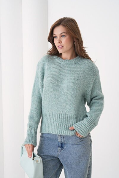 Miss Allos Women's Crew Neck Long Sleeve Knitwear Sweater