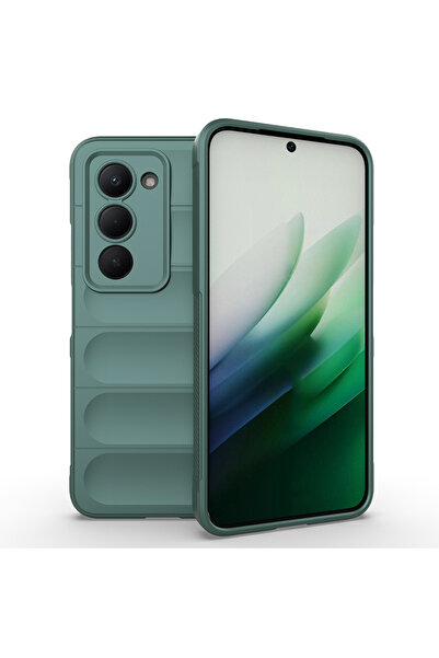 zore Redmi 15 Case Flexible Tpu Hollowed Out Back Surface Design Emp Ethnic Silicone Cover - Dark Green