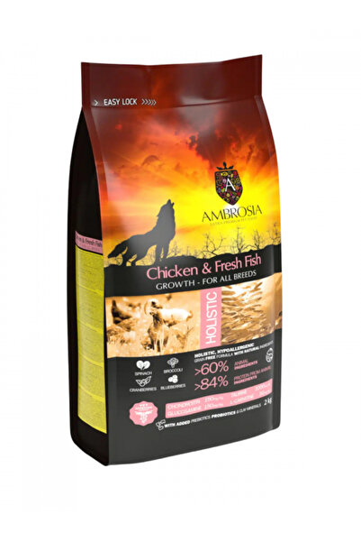 Ambrosia Junior Dry Dog Food, Chicken & Fish, Hypoallergenic, Grain-Free, 6 kg