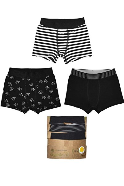 OrganicKid Cinema Erkek Çocuk Siyah Boxer Set 3'lü