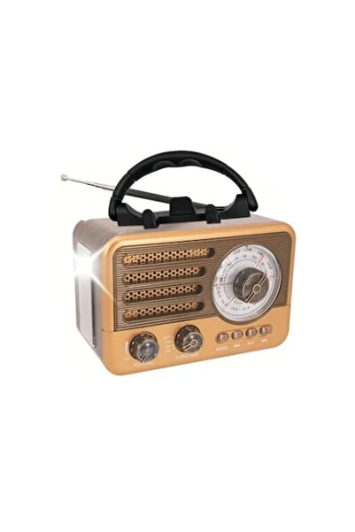 BLA BLA FOAM Retro Portable Radio with LED Flashlight, 2000mAh, Bluetooth, FM/AM/SW, AUX, USB, TF Card - Brown
