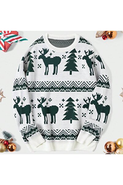 KISMETLİ TEKSTİL BELLA WELL ERKEK YEŞİL BEYAZ BİSİKLET YAKA JAKARLI GEYİKLİ Y...