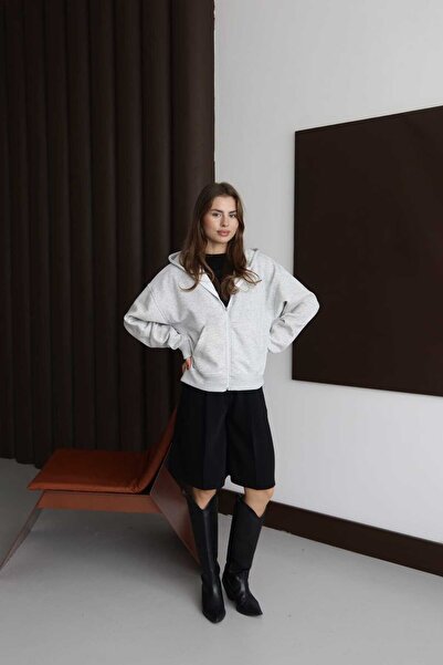 Patreon Women's Soft Fleece-Lined 3 Thread Oversize Hooded Zippered Sweatshirt