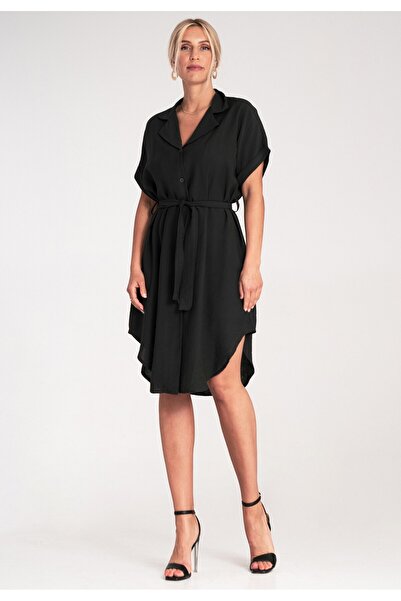 Figl Shirt dress - Elegant shirt dress - Black dress M1224 size S/M