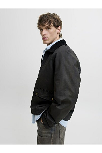 Jack & Jones Men's Black Jorbedford Waxed Jacket 12287647-Black