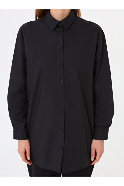 Refka Poplin Fabric Basic Blouse / Shirt - Black -