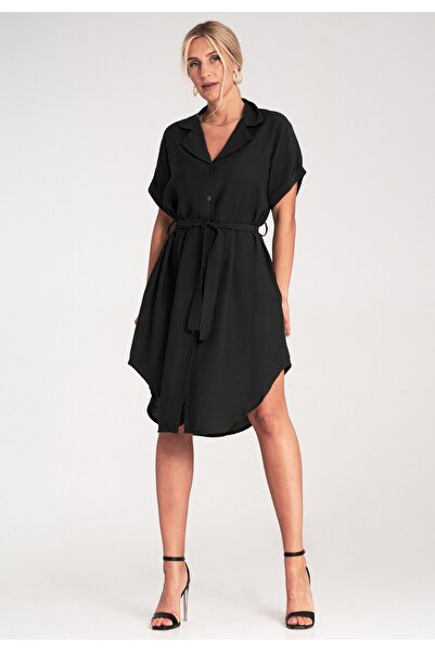 Figl Shirt dress - Elegant shirt dress - Black dress M1224 size S/M