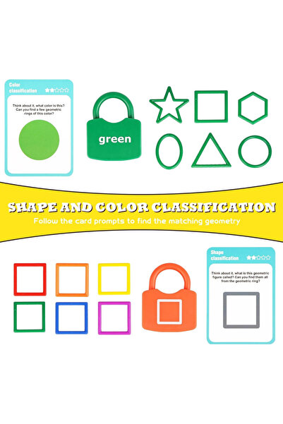 sallma Locks and Keys Game, Match Shapes and Colors, 6 Locks