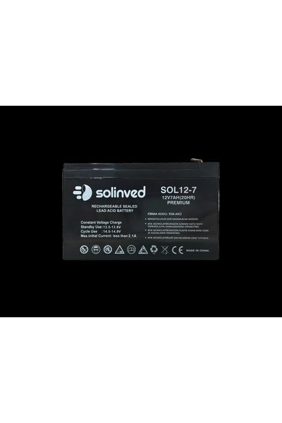 SOLİNVED 12V 7 AH Ups Ve Alarm Aküsü (Premium)