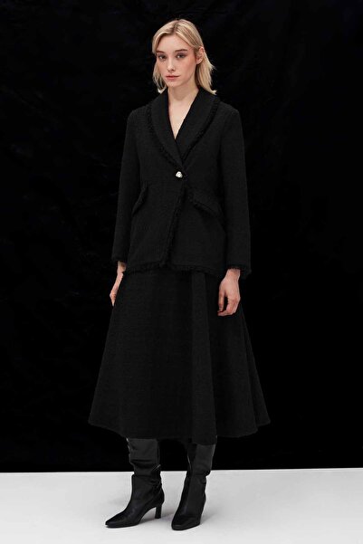 MISS DALIDA Düz Renk Siyah Tüvit Etek