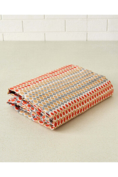 REDTAG Brown Geometric Printed Fitted Sheet (King Size)