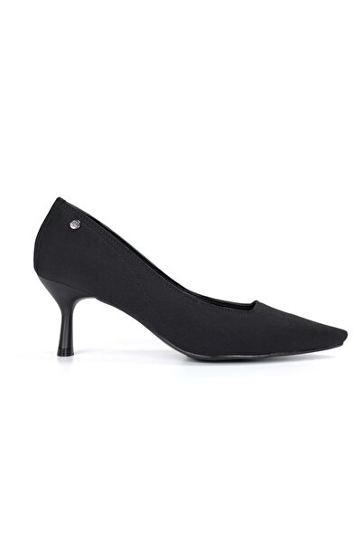 King Crow Zelia Flexible Soft Non-Slip Sole (4 cm) Black Suede Women's Heeled Shoes