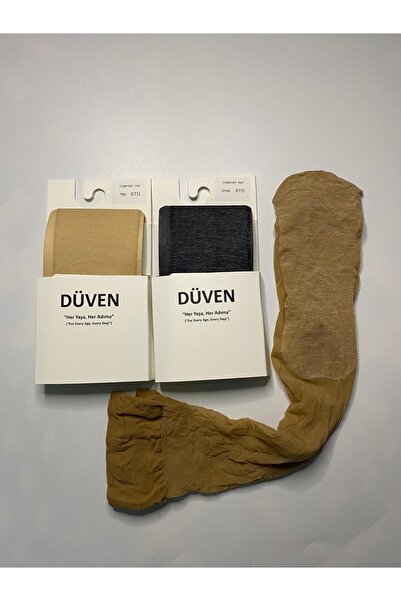 DÜVEN Pantaloni confortabili din bumbac, cu talpă, 2 piese, până la genunchi, șosete negre și maro