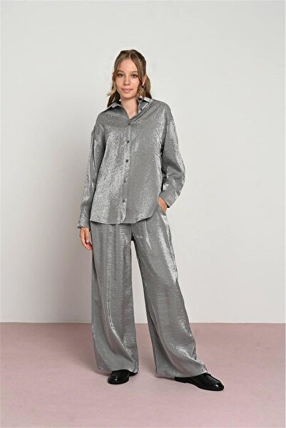 LOCO LOCO KIDS Loco Loco Girl's Satin Trousers Gray 7961