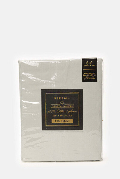 REDTAG Grey Cotton Fitted Sheet (King Size)