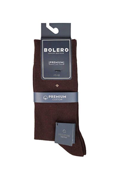 Bolero Erkek Premium Dikişsiz Pamuk Çorap Kahverengi Küçük Baklava Desen