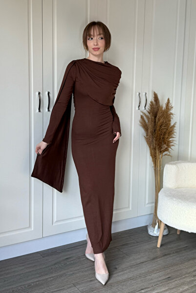 Dilay Gökoğlu Butik Elegant Dress with Shawl Detail That Makes the Body Look Slim