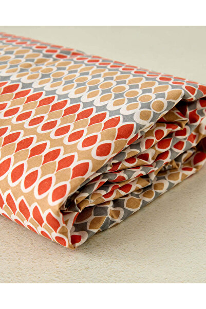 REDTAG Brown Geometric Printed Fitted Sheet (King Size)