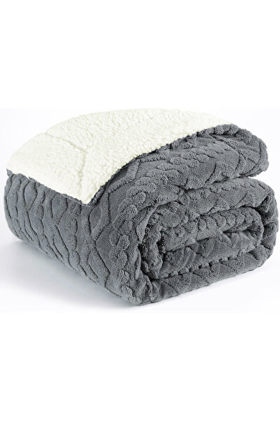 Fabienne Jacquard Sherpa Blanket Single Size 160x220cm Throw Blanket Reversible Flannel Fleece Blanket Warm