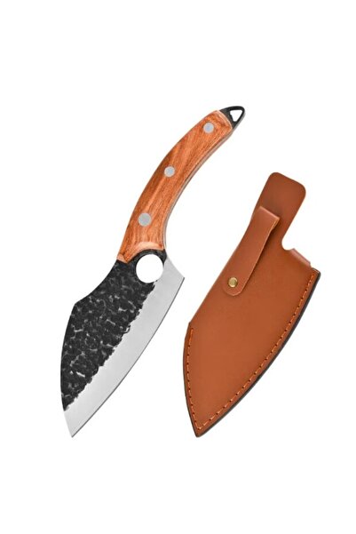 RABY Set of 4 professional hunting & fishing knives, coshop, ergonomic wooden handle, carbon steel, sheat