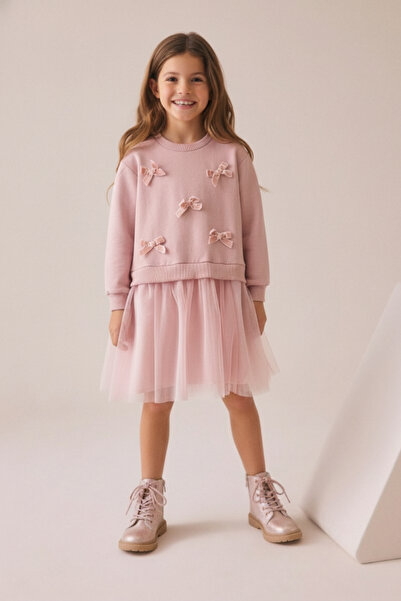 Minipodyum Φόρεμα για κορίτσια από τούλι με βελούδινο φιόγκο