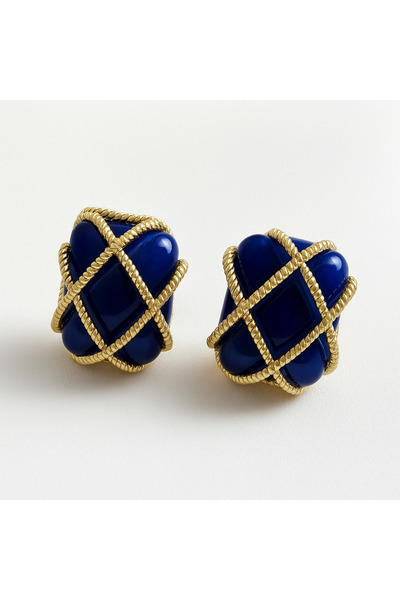 Vi store Çelik Vintage Lacivert Küpe