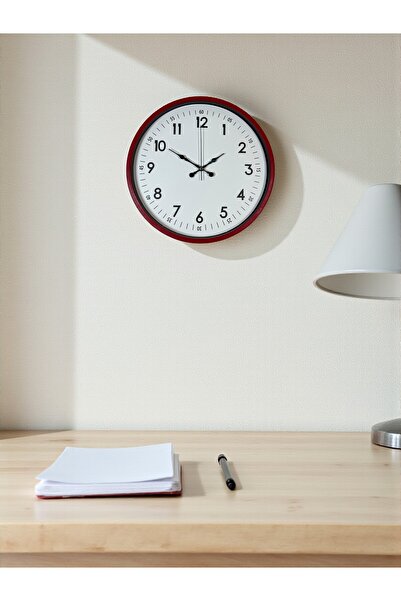 Genel Markalar 36 Cm Kırmızı Dekoratif Duvar Saati