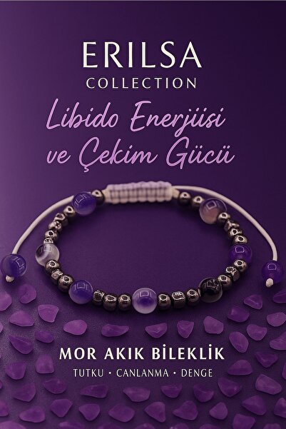 Erilsa سوار معتمد لزيادة الطاقة والرغبة الجنسية - حجر العقيق الأرجواني الطبيعي وحجر التيراهيرتز 6 مم