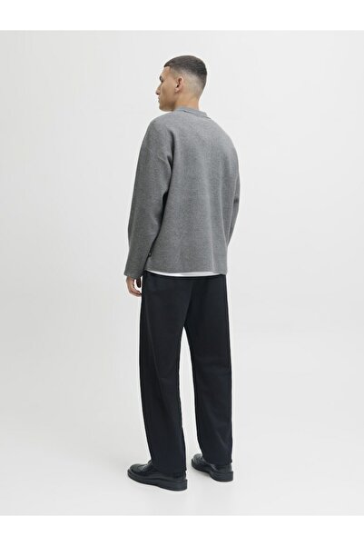 Jack & Jones Men's Gray Jprblabradfort Knit Polo Sweater & Cardigan 12285374-Medium Gray