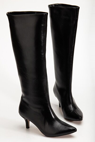 Budi Syt-2025 Black Wrinkled Patent Leather Daily Women's Boots