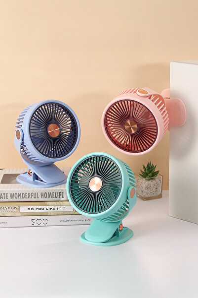 General Home PF Serisi Kıskaçlı Taşınabilir Masaüstü Fan | USB Şarjlı, Sessiz, Mini Klipsli Fan