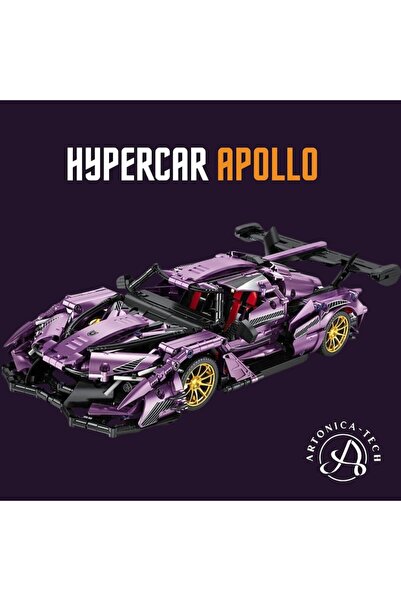 Artonica Tech Hyper Car Construction Set - Sport Car, 1266 pcs, 1:14, Purple, Lights, Battery & Remote (Mobile App