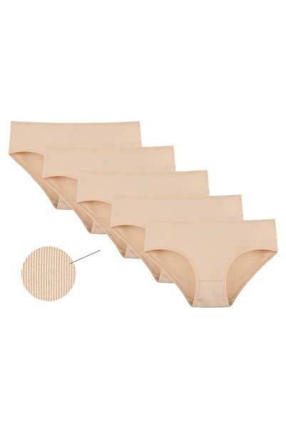 Donella 5-Pack Medium Basen Cotton Stretch Fabric Ribbed Knit Women's Panties 3132t